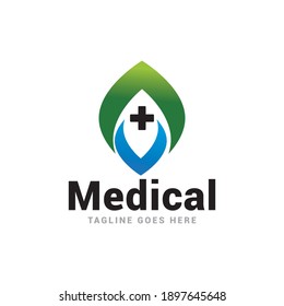 Medical leaf earth nature save logo icon vector template.