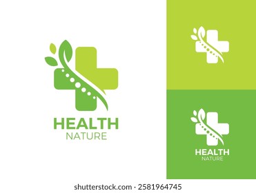 medical leaf logo design. simple modern nature health care symbol vector graphic