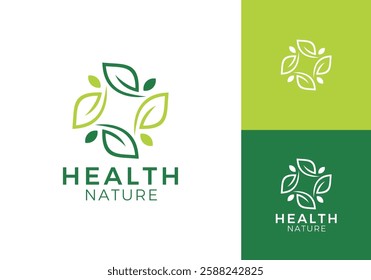 medical leaf logo design. simple modern nature health care symbol vector graphic