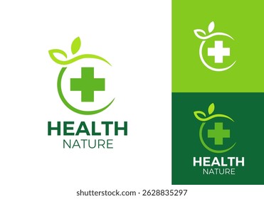 medical leaf logo design. simple modern nature health care symbol vector graphic