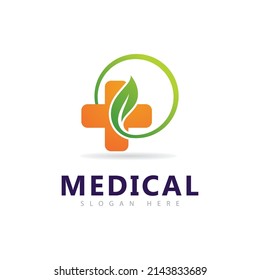 Medical and Leaf Logo Vector Template,  Creative Pharmacy Logo vector design