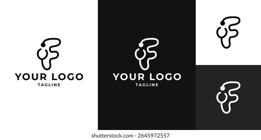 Medical Letter F Stethoscope Logo