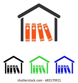 Medical Library vector icon. Illustration style is a flat iconic colored symbol with different color versions.