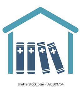 Medical Library vector icon. Style is bicolor flat symbol, cyan and blue colors, rounded angles, white background.