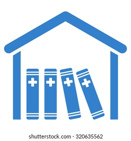 Medical Library vector icon. Style is flat symbol, cobalt color, rounded angles, white background.