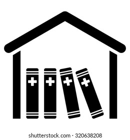 Medical Library vector icon. Style is flat symbol, black color, rounded angles, white background.