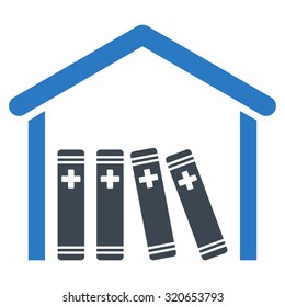 Medical Library vector icon. Style is bicolor flat symbol, smooth blue colors, rounded angles, white background.