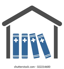Medical Library vector icon. Style is bicolor flat symbol, cobalt and gray colors, rounded angles, white background.