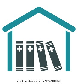 Medical Library vector icon. Style is bicolor flat symbol, soft blue colors, rounded angles, white background.