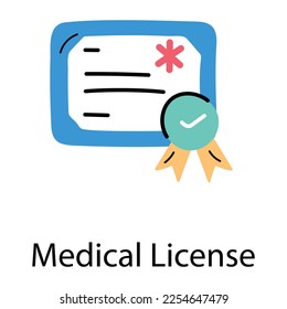 Medical license hand drawn icon vector 