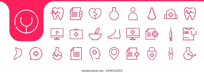 medical line art icon set design vector