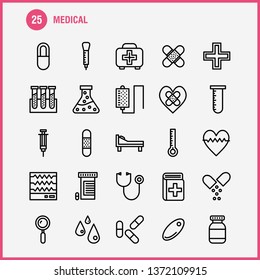 Medical Line Icon Pack For Designers And Developers. Icons Of Health, Healthcare, Medical, Bandage, Breakup, Broken Heart, Medical, Vector