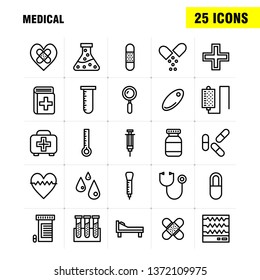 Medical Line Icon Pack For Designers And Developers. Icons Of Health, Healthcare, Medical, Bandage, Breakup, Broken Heart, Medical, Vector