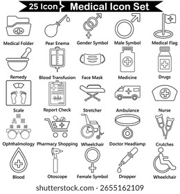 Paquete de iconos de línea médica, gráficos de Vector