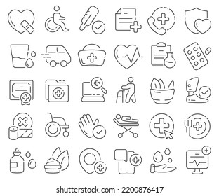 Medical line icons collection. Thin outline icons pack. Vector illustration eps10