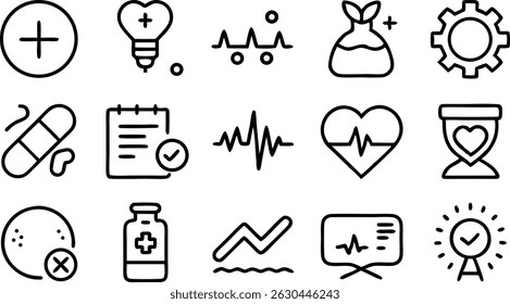 Medical Line Icons Hospital  Healthcare Essentials, Emergency Medical Icons  First Aid  Clinical Care Pack, Wellness  Preventive Healthcare Icons  Line Art Collection