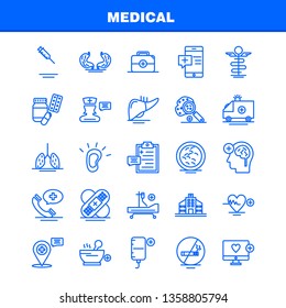 Medical  Line Icons Set For Infographics, Mobile UX/UI Kit And Print Design. Include: Clipboard, Time, Board, Clock, Tablet, Medical, Medicine, Capsule, Collection