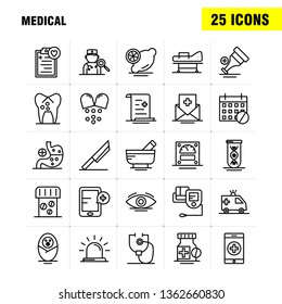 Medical  Line Icons Set For Infographics, Mobile UX/UI Kit And Print Design. Include: Medical, Leaf, Plant, Medicine, Eye Ball, Eye, Medical, Collection Modern Infographic Logo and Pictogram. - Vector
