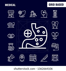 Medical  Line Icons Set For Infographics, Mobile UX/UI Kit And Print Design. Include: Medical, Leaf, Plant, Medicine, Eye Ball, Eye, Medical, Collection Modern Infographic Logo and Pictogram. - Vector