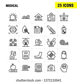 Medical  Line Icons Set For Infographics, Mobile UX/UI Kit And Print Design. Include: Test Tube, Science, Medical, Lab, Globe, Medical, Map Collection Modern Infographic Logo and Pictogram. - Vector