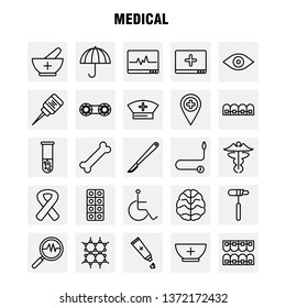 Medical  Line Icons Set For Infographics, Mobile UX/UI Kit And Print Design. Include: Dna, Science, Medical, Lab, First Aid Box, Medical, Eps 10 - Vector
