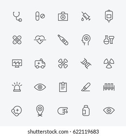 Medical Line Icons Vector Illustration Flat Design