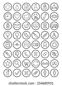 Medical linear icons set. Vector line art illustrations isolated on white 