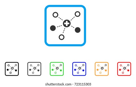 Medical Links icon. Flat pictogram symbol inside a rounded squared frame. Black, gray, green, blue, red, orange color versions of Medical Links vector. Designed for web and application user interface.