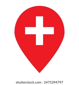 Medical location icon, location gradient icon, hospital location icon.