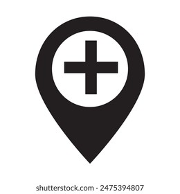 Medical location icon, location gradient icon, hospital location icon.