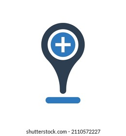 Medical Location Icon - Hospital Map Pin Icon