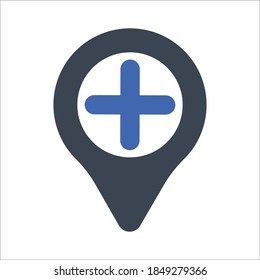 Icono de ubicación médica, gráficos vectoriales