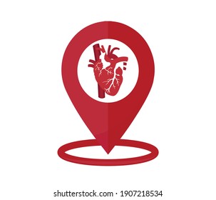 Icono de vector plano de línea de ubicación médica para el diseño de aplicaciones móviles, botones y sitios web. Ilustración aislada sobre fondo blanco.
