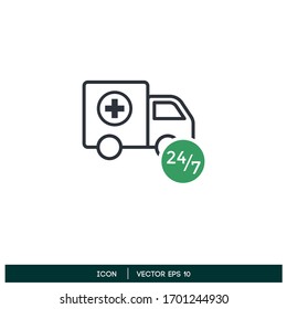 medical logistic delivery non stop service icon vector logo template design element 