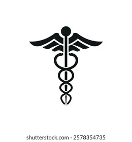 Medical logo caduceus symbol clean black minimalistic design