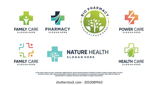 Medical logo collection with creative element Premium Vector