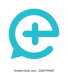 Medical logo concept with letter E and chat icon