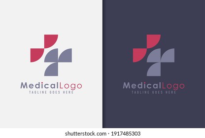 Medical Logo Design. Abstract Medical Cross Made From Abstract Square Pieces. Vector Logo Illustration.