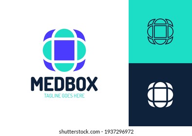 Medical Logo Design. Abstract Medical Cross Made From Abstract Square Pieces. Vector Logotype Illustration. Health minimal and cool logo brand icon symbol and visual identity for health companies