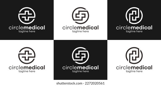 medical logo design creative line icon vector illustration