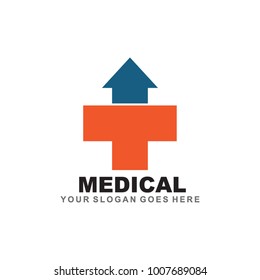 Medical logo design with cross icon vetor template