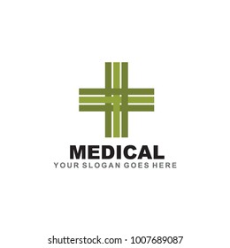 Medical logo design with cross icon vetor template