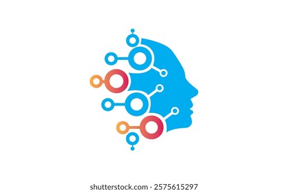 Medical logo design Digital abstract icon human head tech logo digital head logo. human face logo. head 
 icon illustration