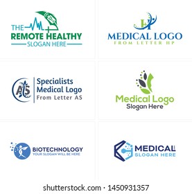 Medical logo design icon people abstract with molecule and leaf suitable for pharmaceutical biotechnology hospital healthy