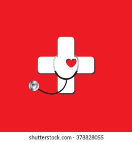 Medical logo design red background