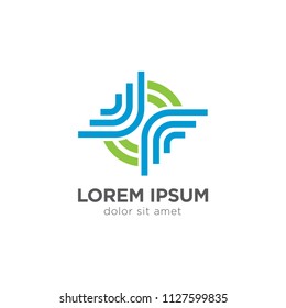 Medical logo design template icon with cross. Vector color sign with plus symbol.