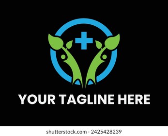 Medical logo design template. People logo vector isolated on white and black.