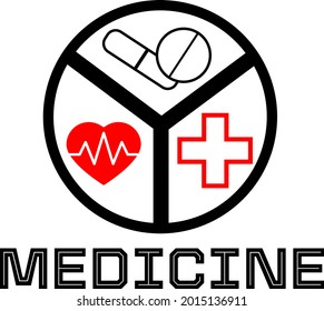 Medical Logo Design Vector. heart, plus and drug