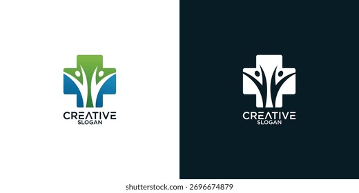 medical logo design vector icon people