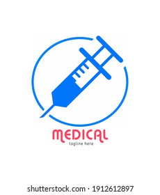 Medical  Logo Design Vector. Syringe Logo